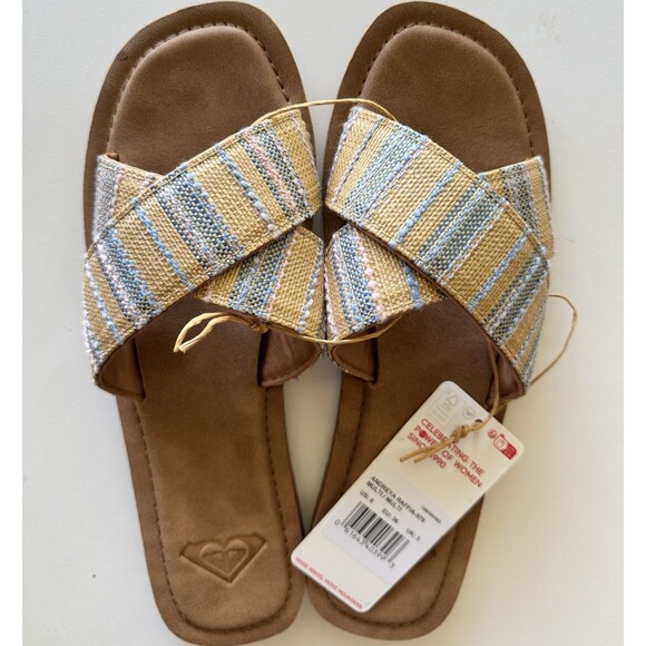 ROXY Women's Andreya Raffia Slide Sandal Women’s Size 6 - Picture 1 of 3